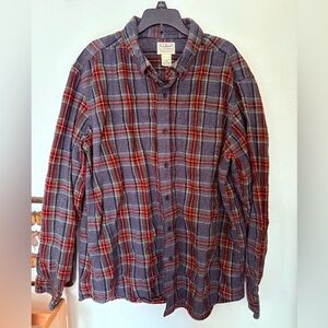 L.L. Bean Men's Plaid Button Down Shirt | Red and Gray | Size Large